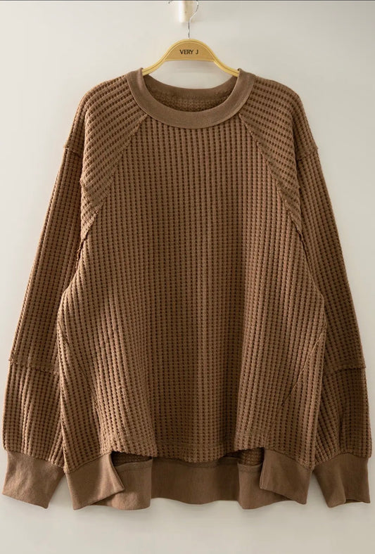 The Hallie Waffle Knit Pullover 🤎