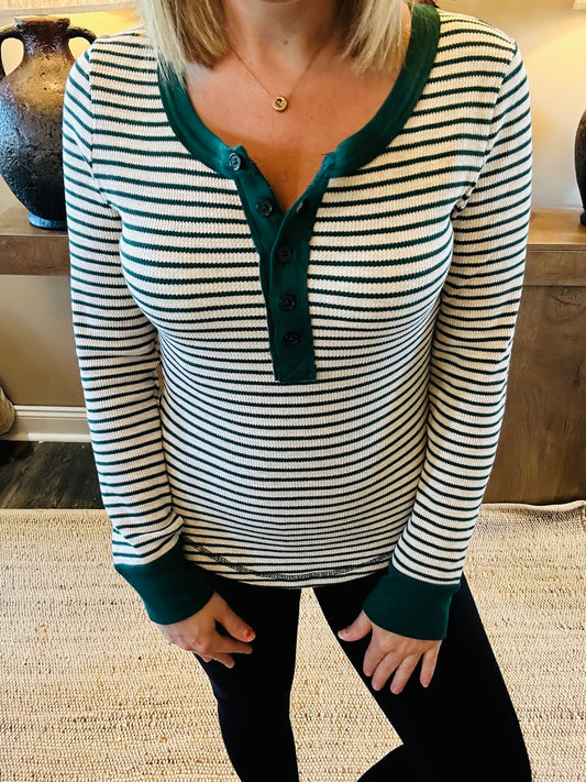 The Presley Striped Henley Top