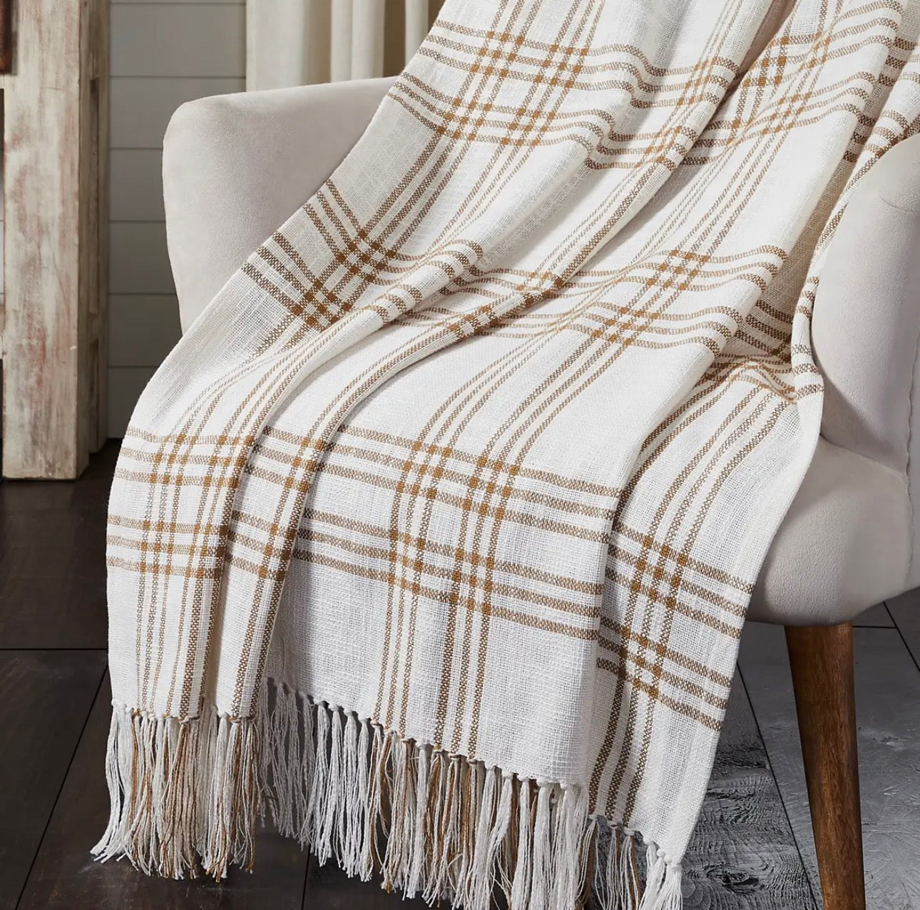 Harvest Wheat Plaid Woven Throw Blanket