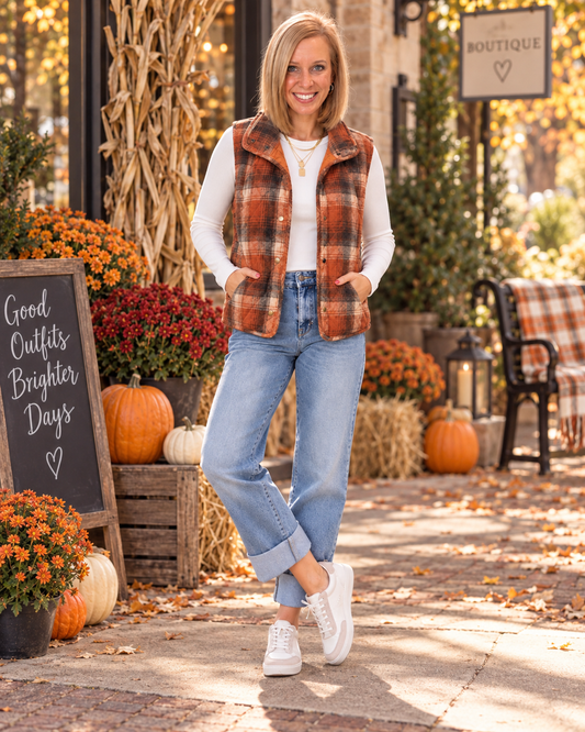 Autumn Ember Plaid Vest 🍂