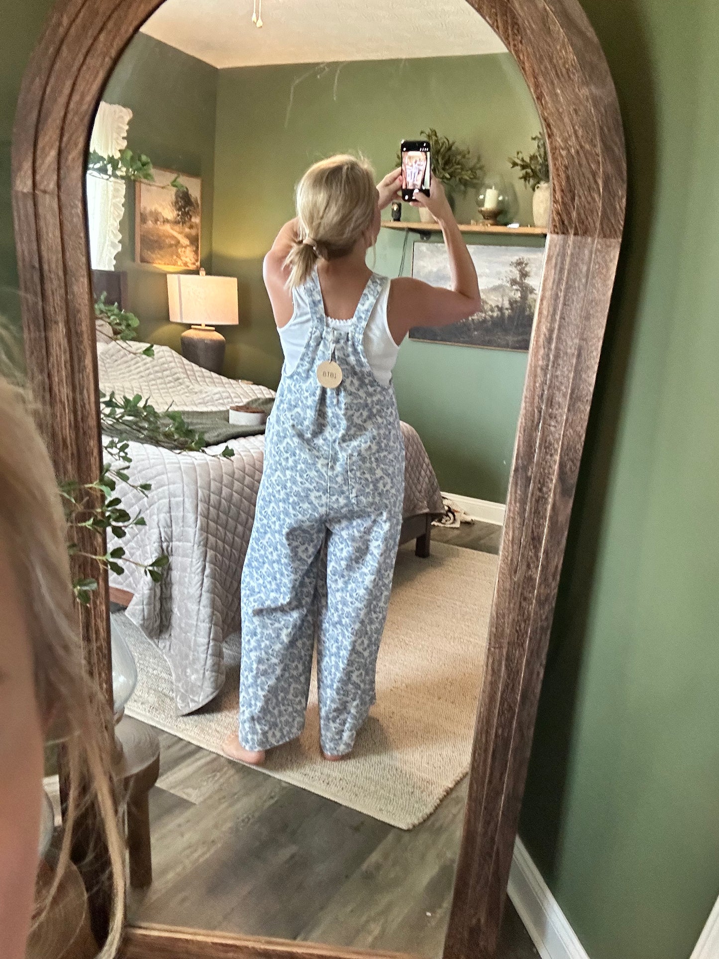Autumn floral denim bibs