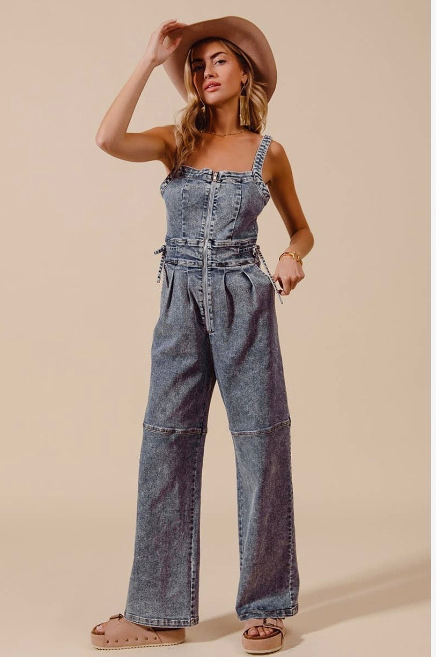 Denim Darling Open Back Jumpsuit