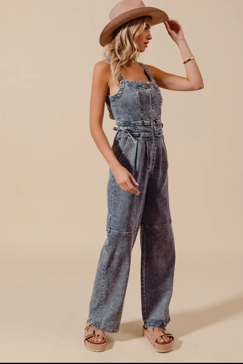 Denim Darling Open Back Jumpsuit