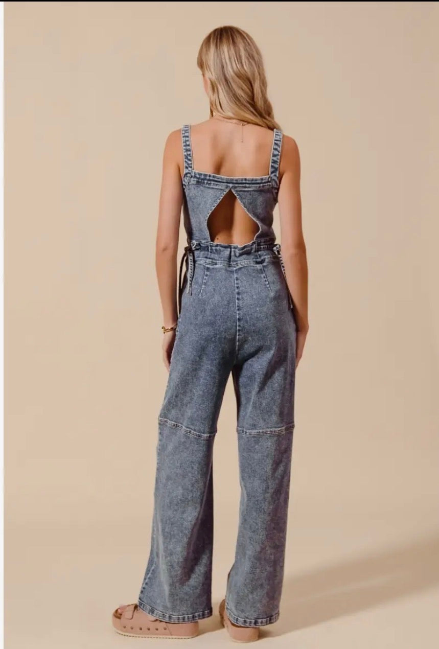 Denim Darling Open Back Jumpsuit