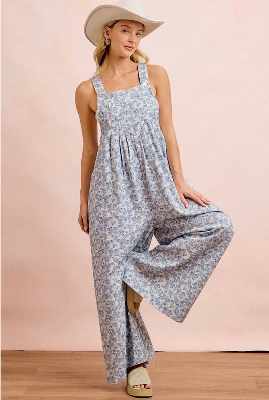 Blue Blossom Wide Leg Overalls 🌸💙