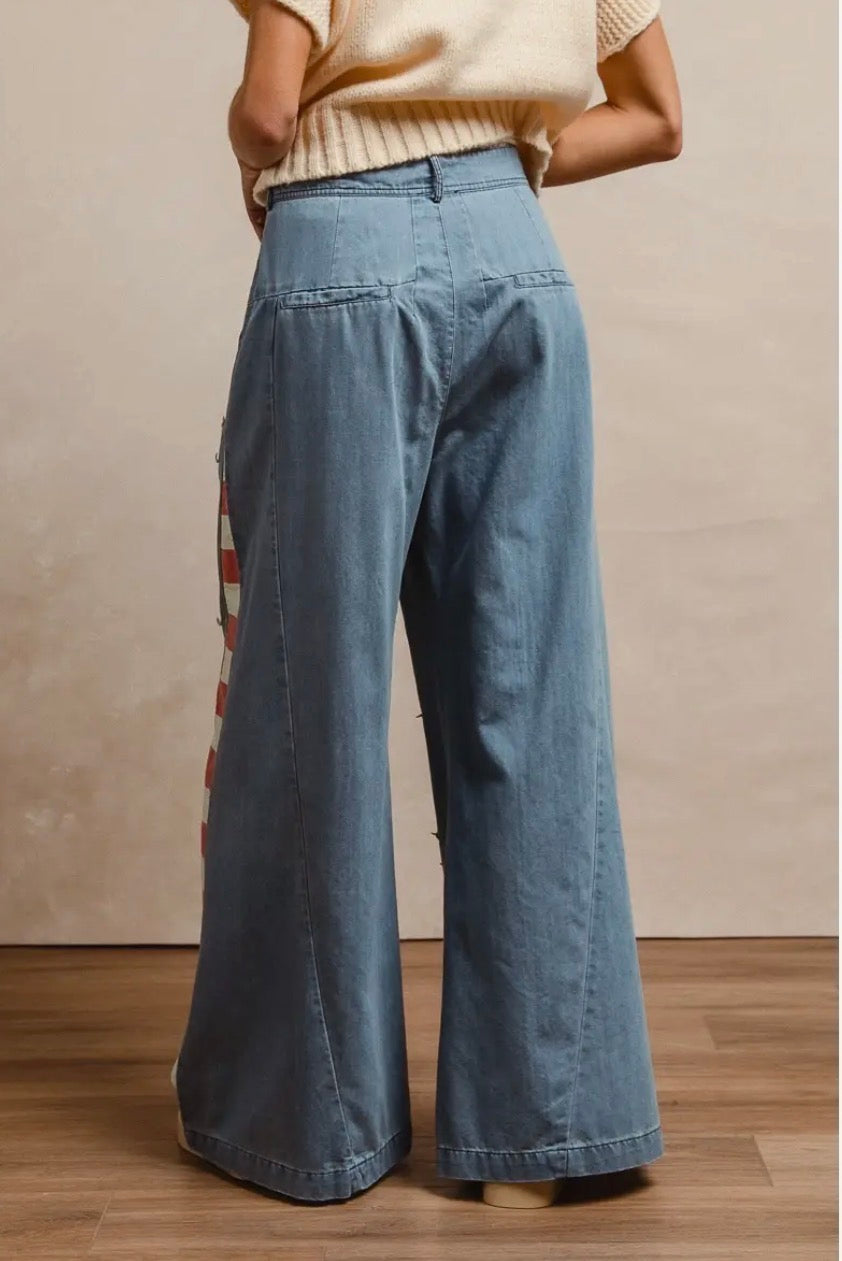 🇺🇸 Stars & Stripes Wide Leg Denim Pants 🇺🇸