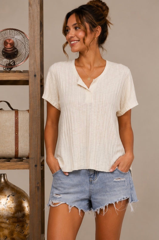 Ivory Breeze Ribbed Top