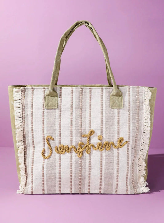 Vintage sunshine striped tote